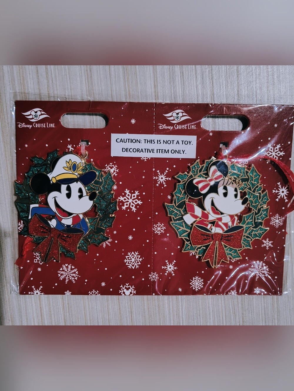 NWT Disney Cruise Christmas Ornaments: Captain Mickey & Sailor Minnie VTG '68---
